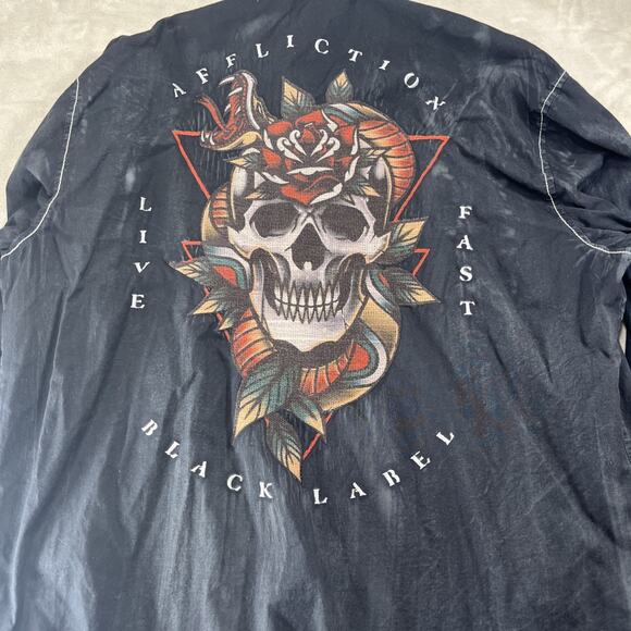 Affliction Black Label Shirt Mens Large Live Fast Long Sleeve Button Embroiderd - Picture 7 of 11